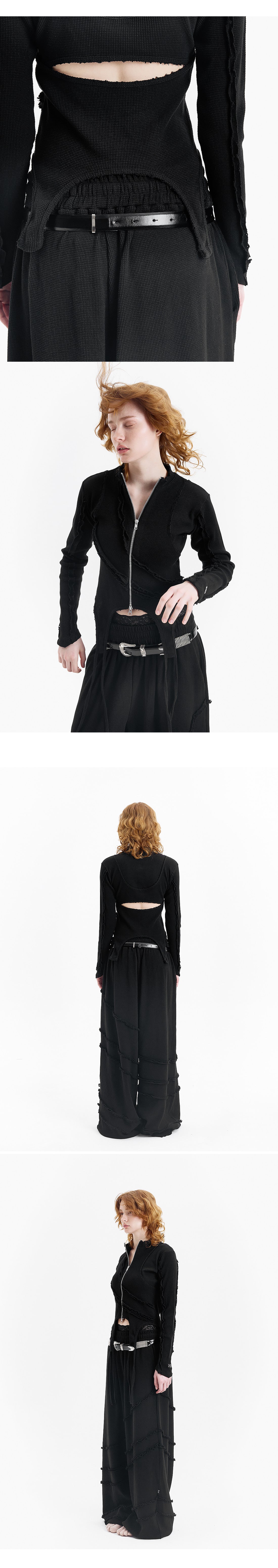 Waffle diagonal decoration pants