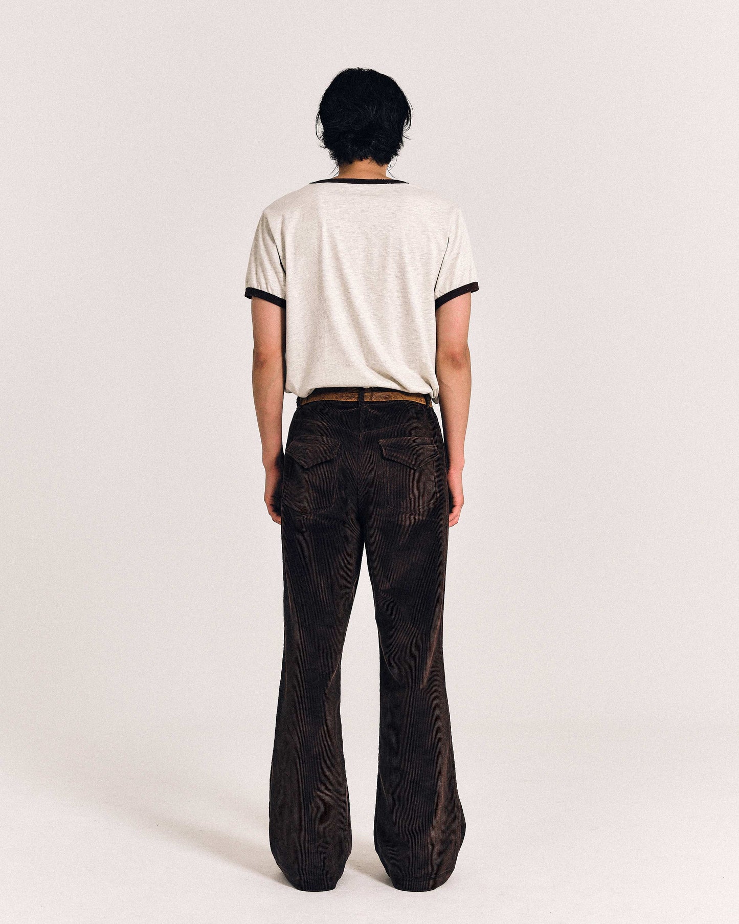 【REVURA レビュ―ラ】BURN OUT FRAY RINGER T-SHIRT OATMEAL / BROWN - UNISEX