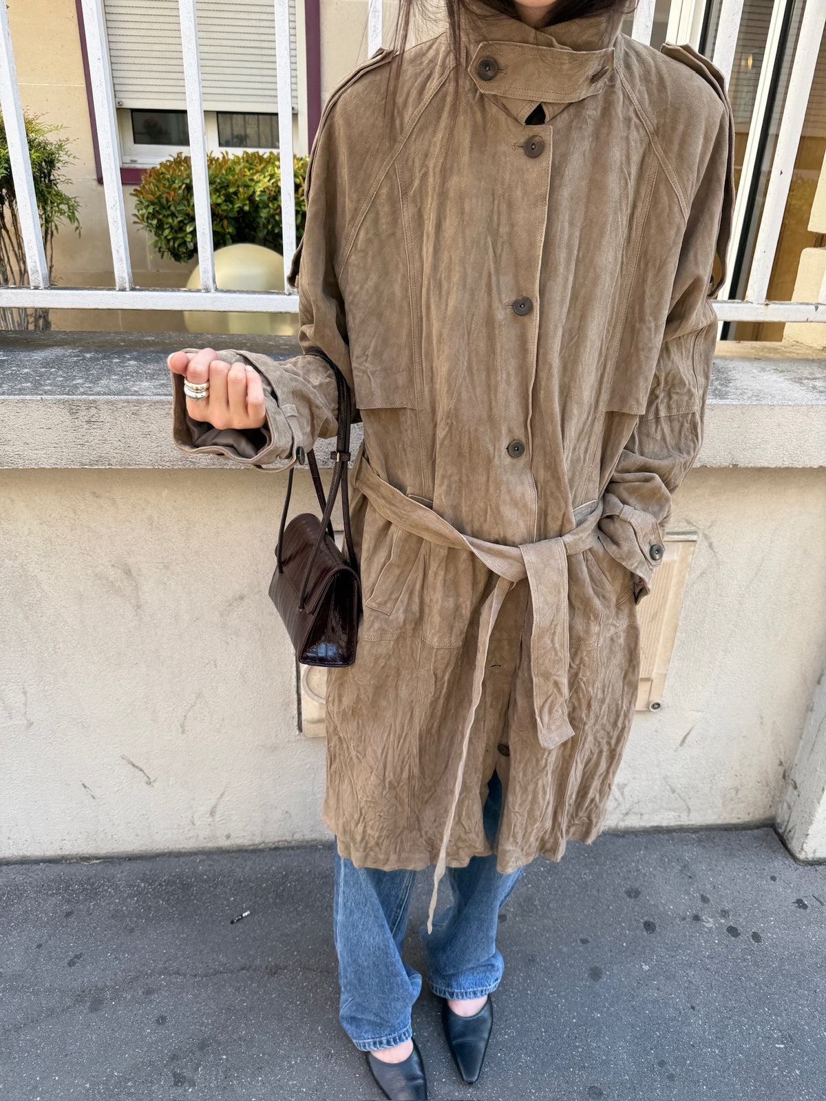 Suede Inkle Trench Coat
