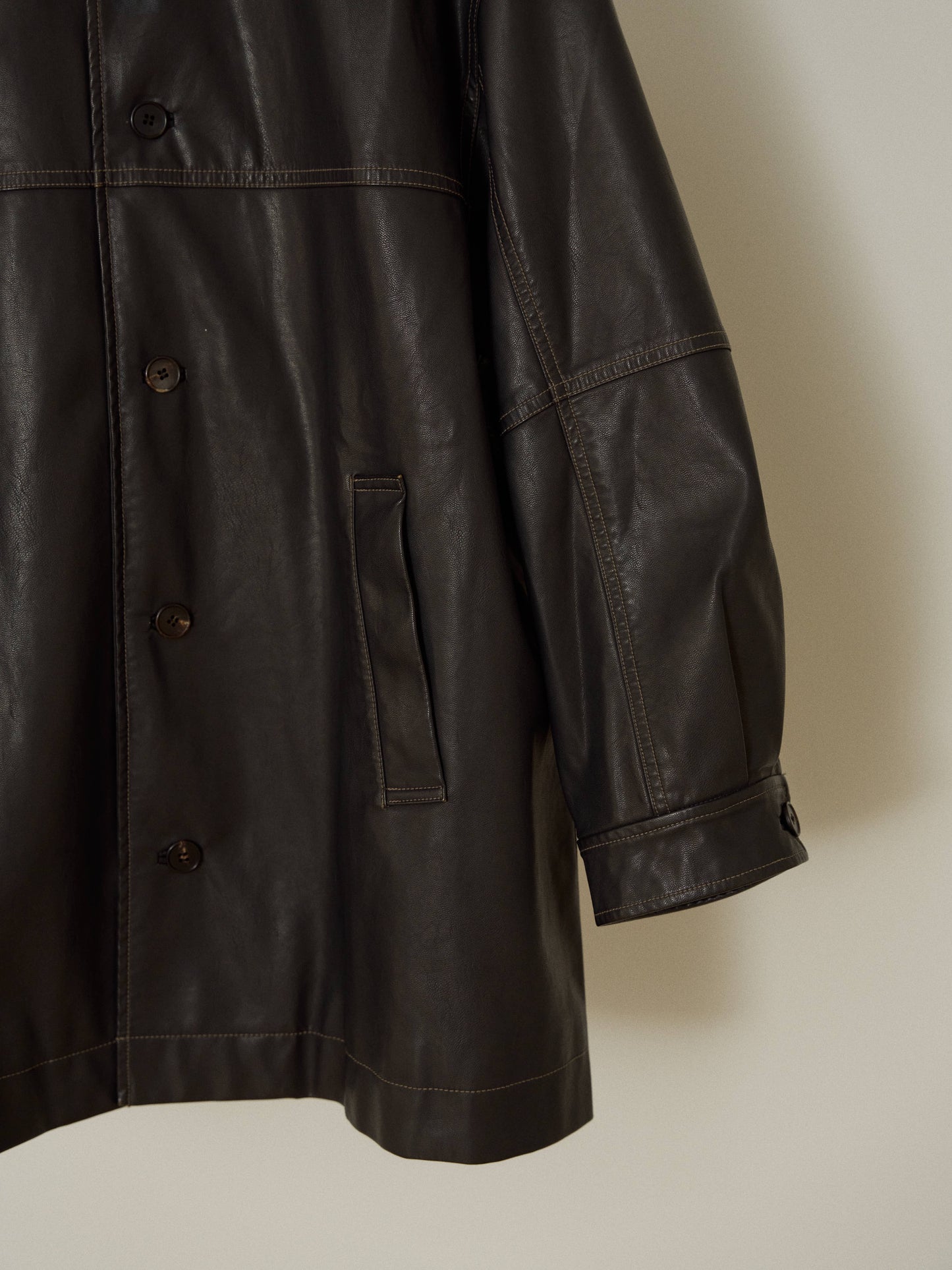 Standard Leather Half Coat – Brown