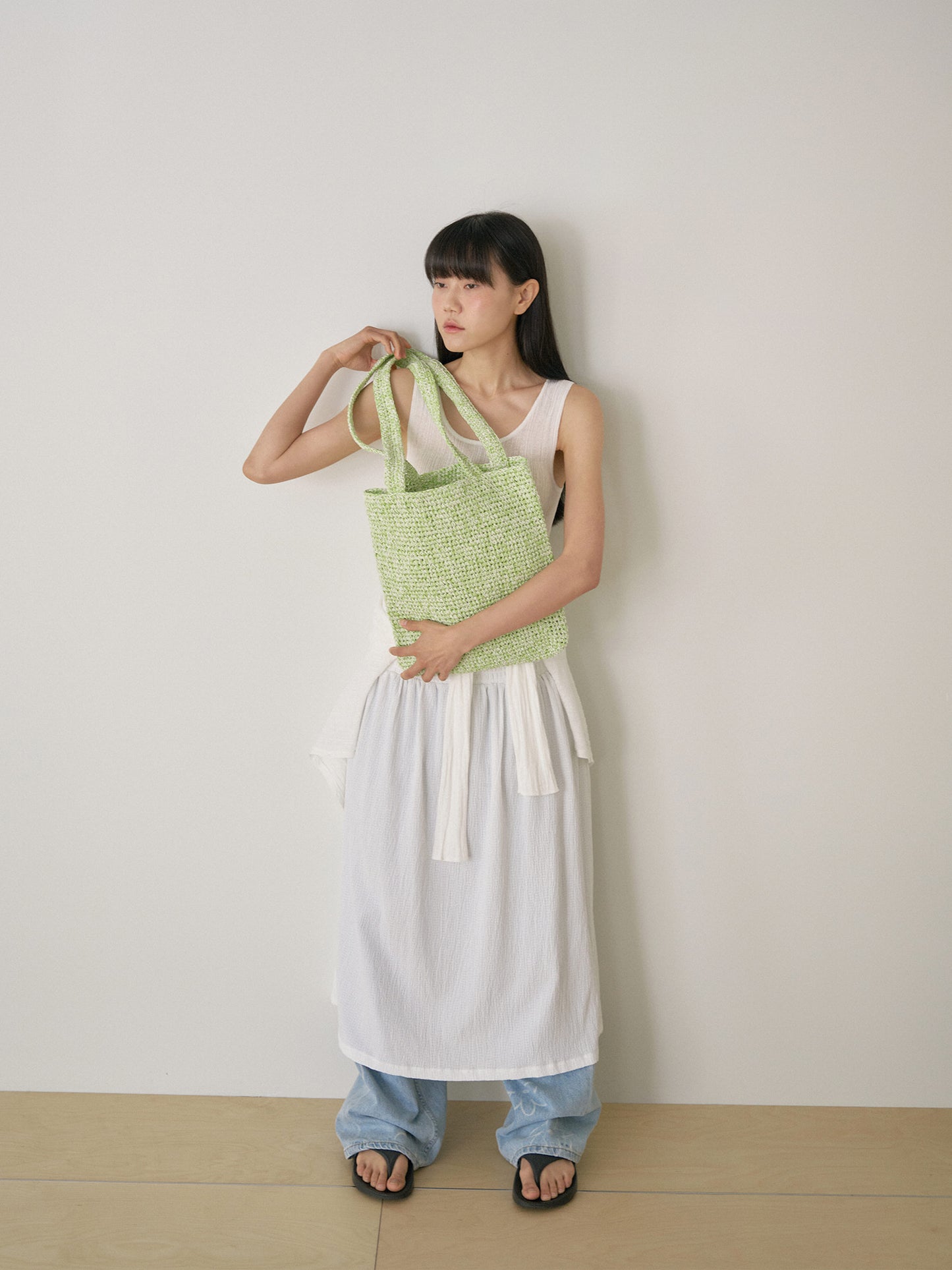 Handmade Paper Knit Bag - Green