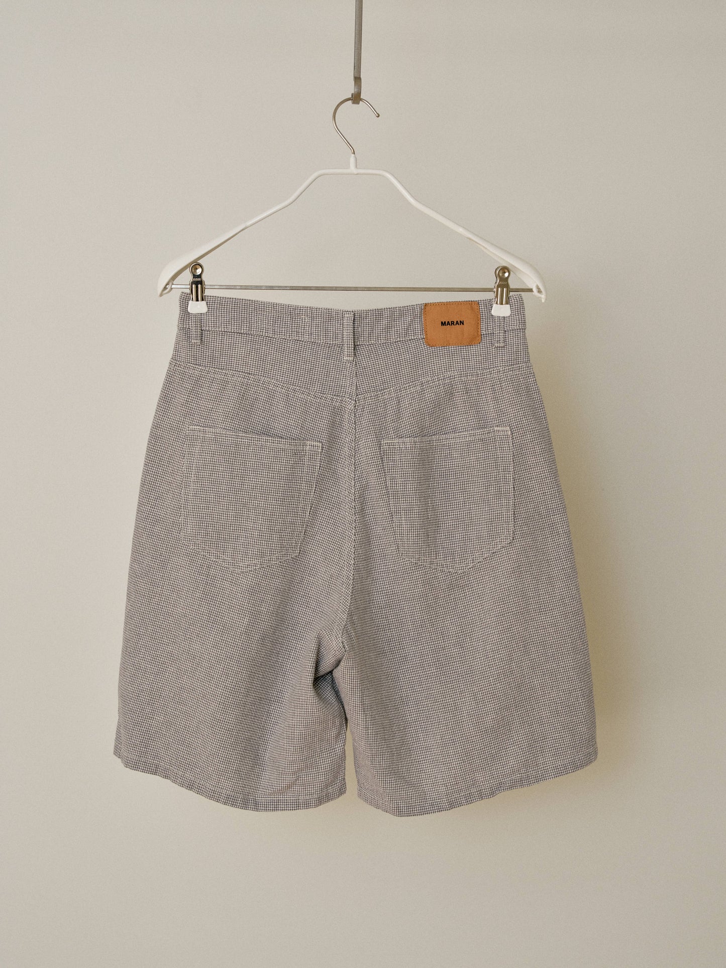 Linen Check Half Pants - Gray