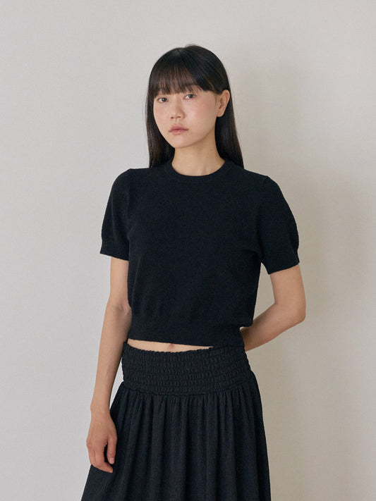 Boucle Round Half Sleeve - Black
