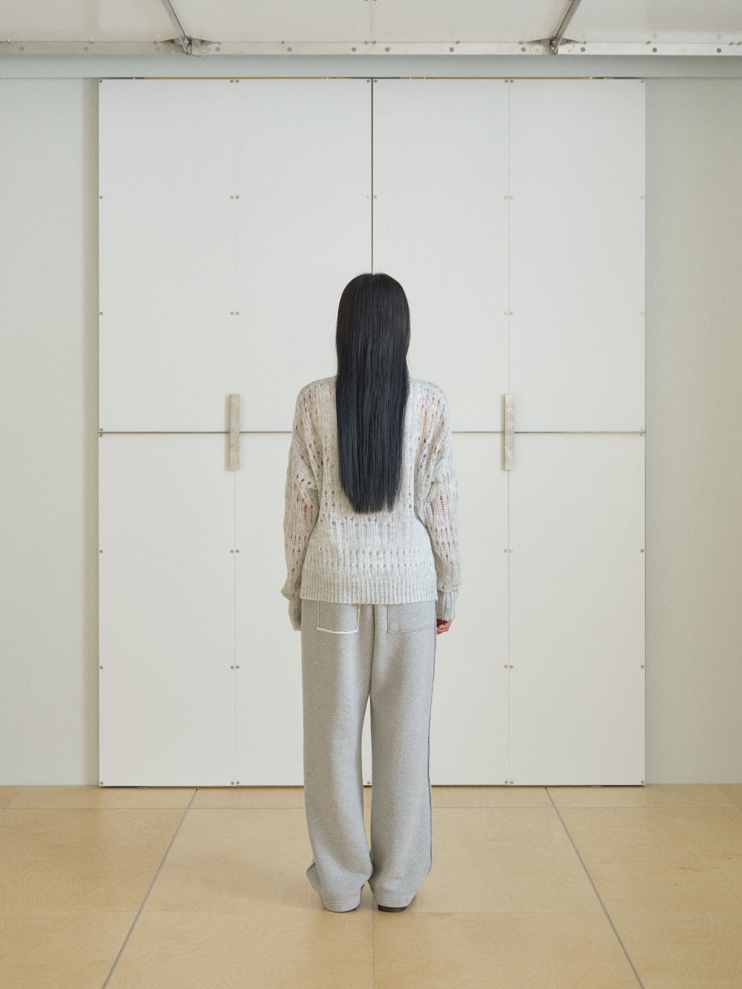 Mohair Punching Pullover-Gray