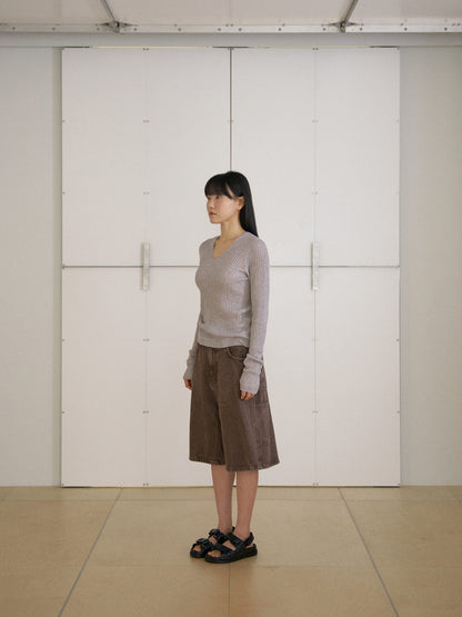 MARAN Double V-neck Rib Pullover - Gray 商品画像13/19