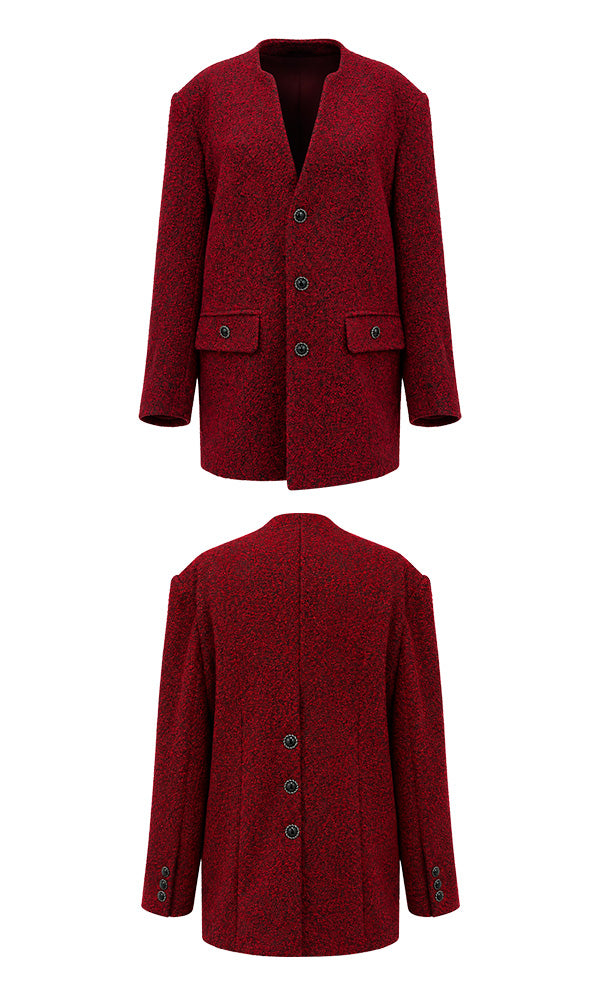 Reculer Lapelless tweed jacket(レッド) 商品画像5/6