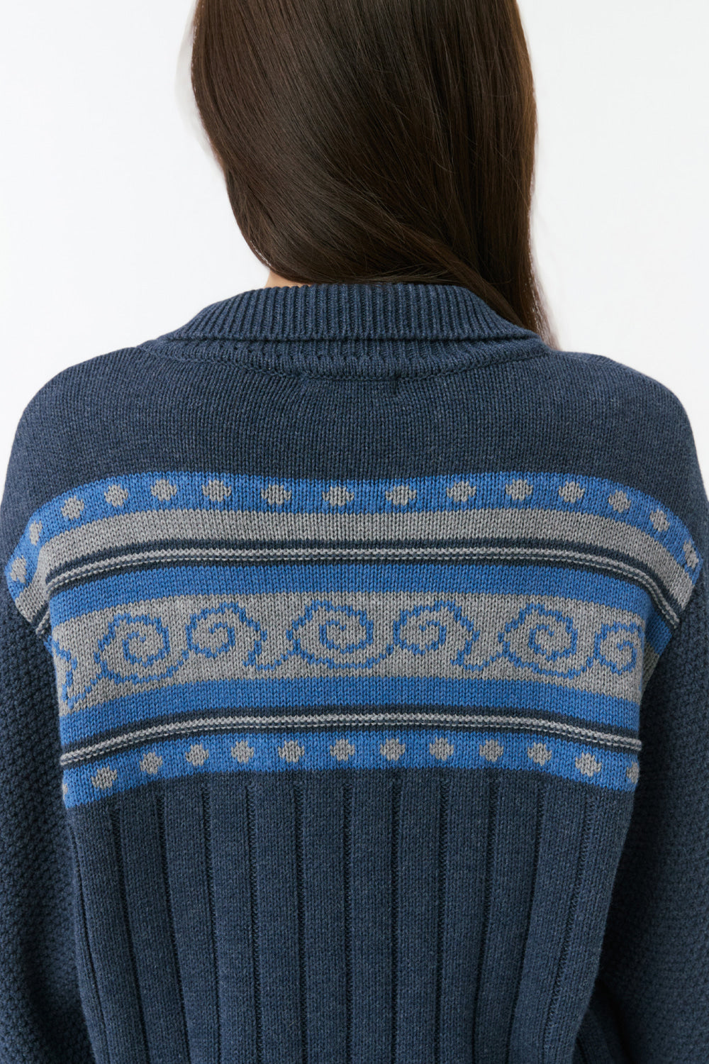 SNAIL GRAPHIC KNIT CARDIGAN, NAVY