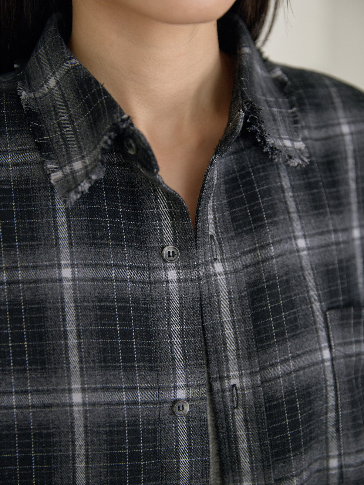 Fringe Check Shirt - Black 9