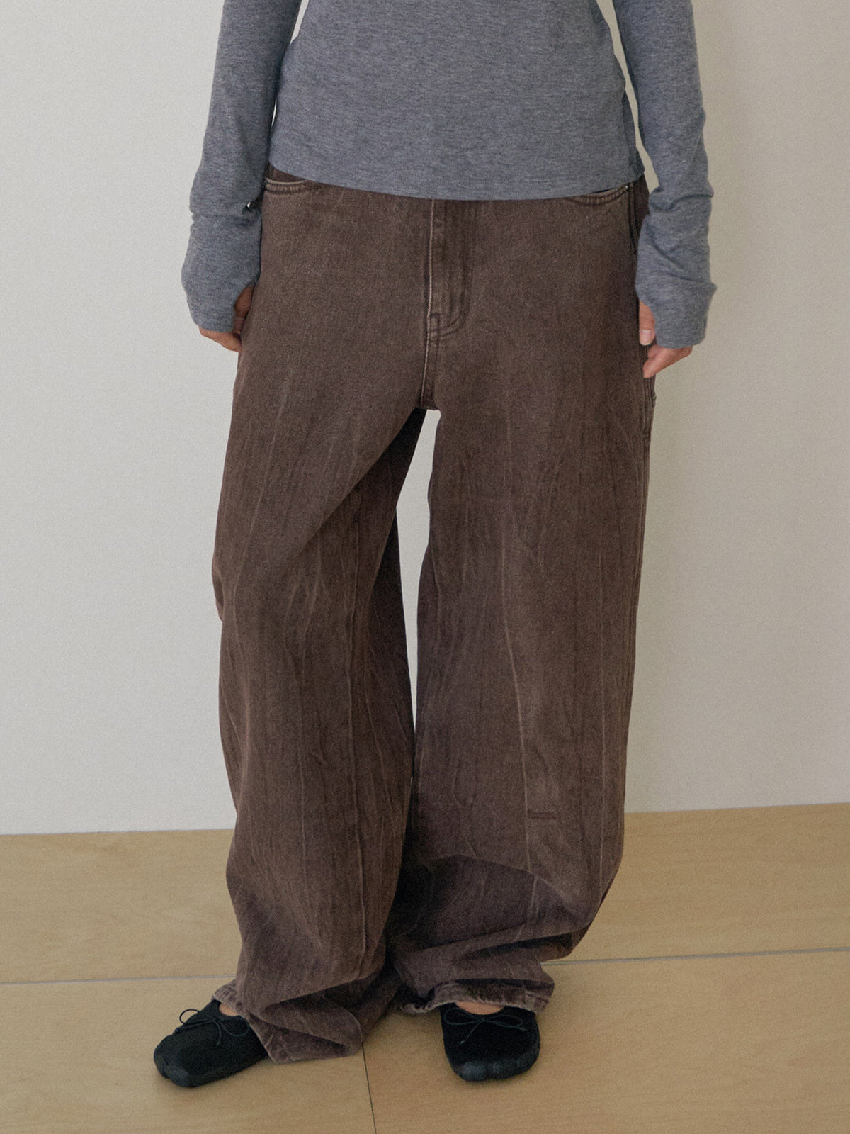 Brown Crack Work Pants - Brown 4