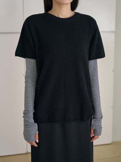Cutoff Short Sleeve Pullover - Black 8