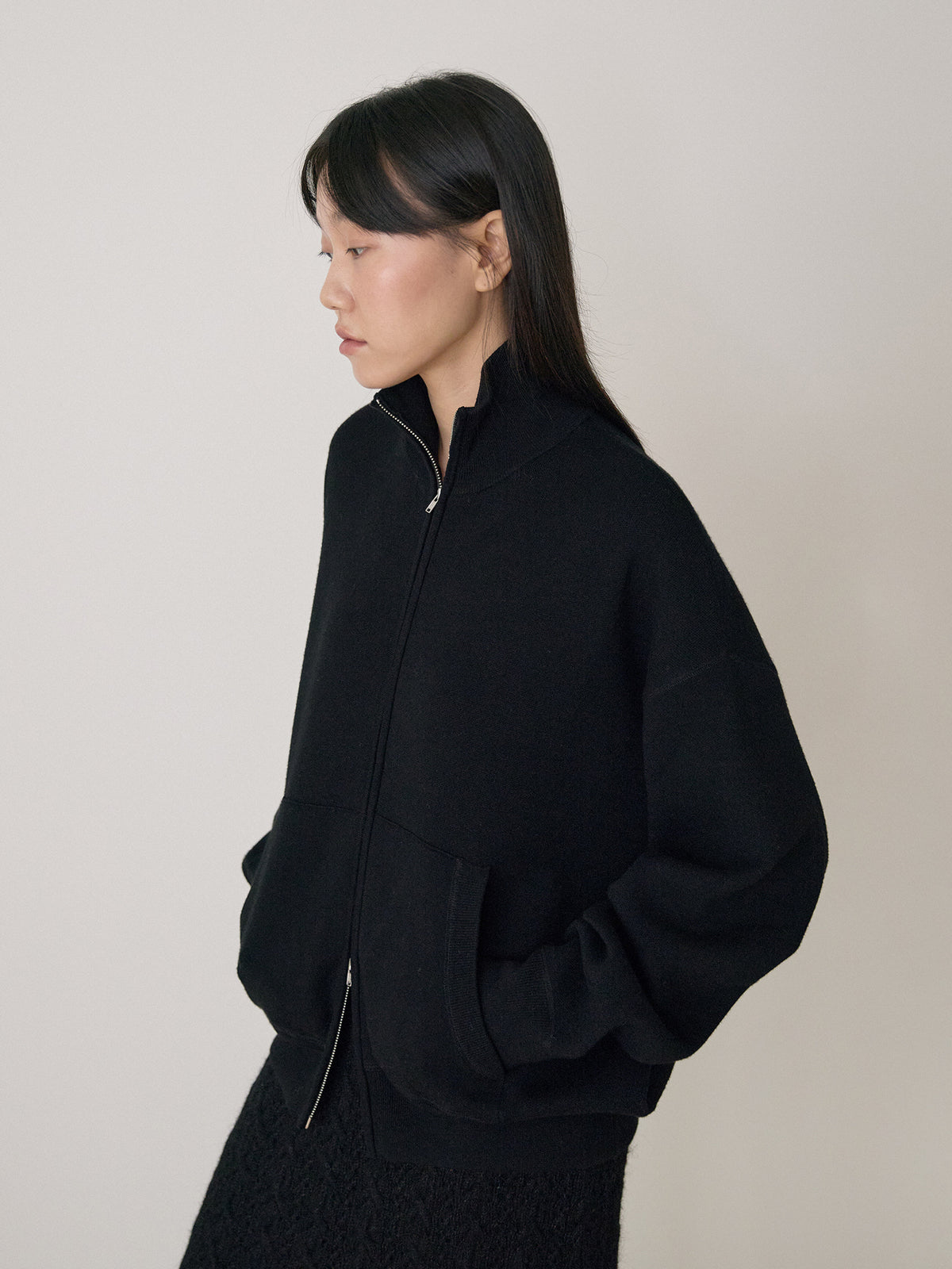 Ray Zip-up Cardigan - Black 2