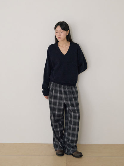 Side String Check Pants - Black 11