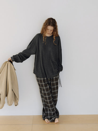 Side String Check Pants - Khaki 3