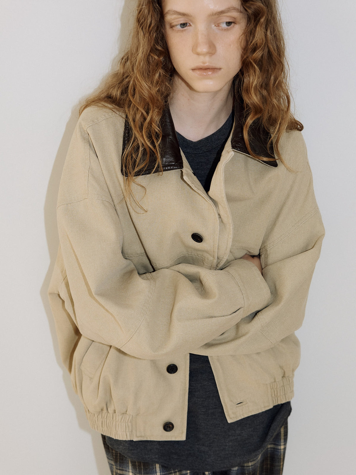 Washed Oxford Blouson - Beige 1