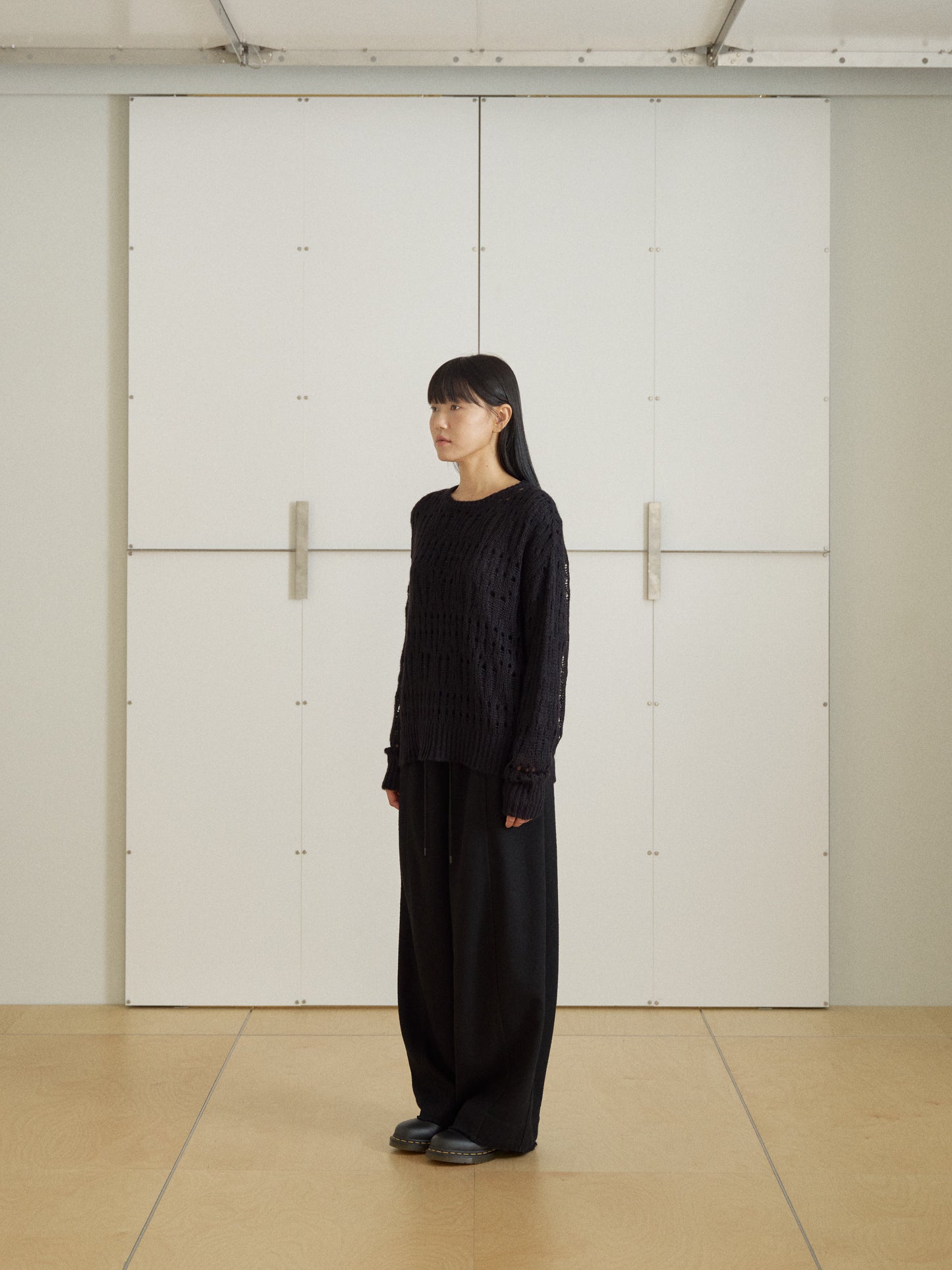 Mohair Punching Pullover-Black