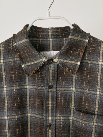 Fringe Check Shirt - Khaki 11