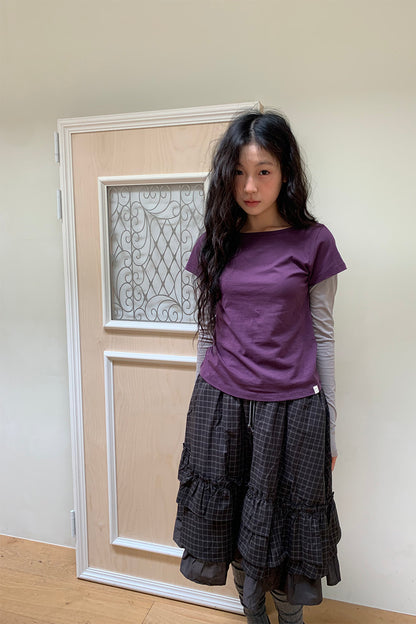 FLORAL LABEL LAYERED T-SHIRT, PURPLE