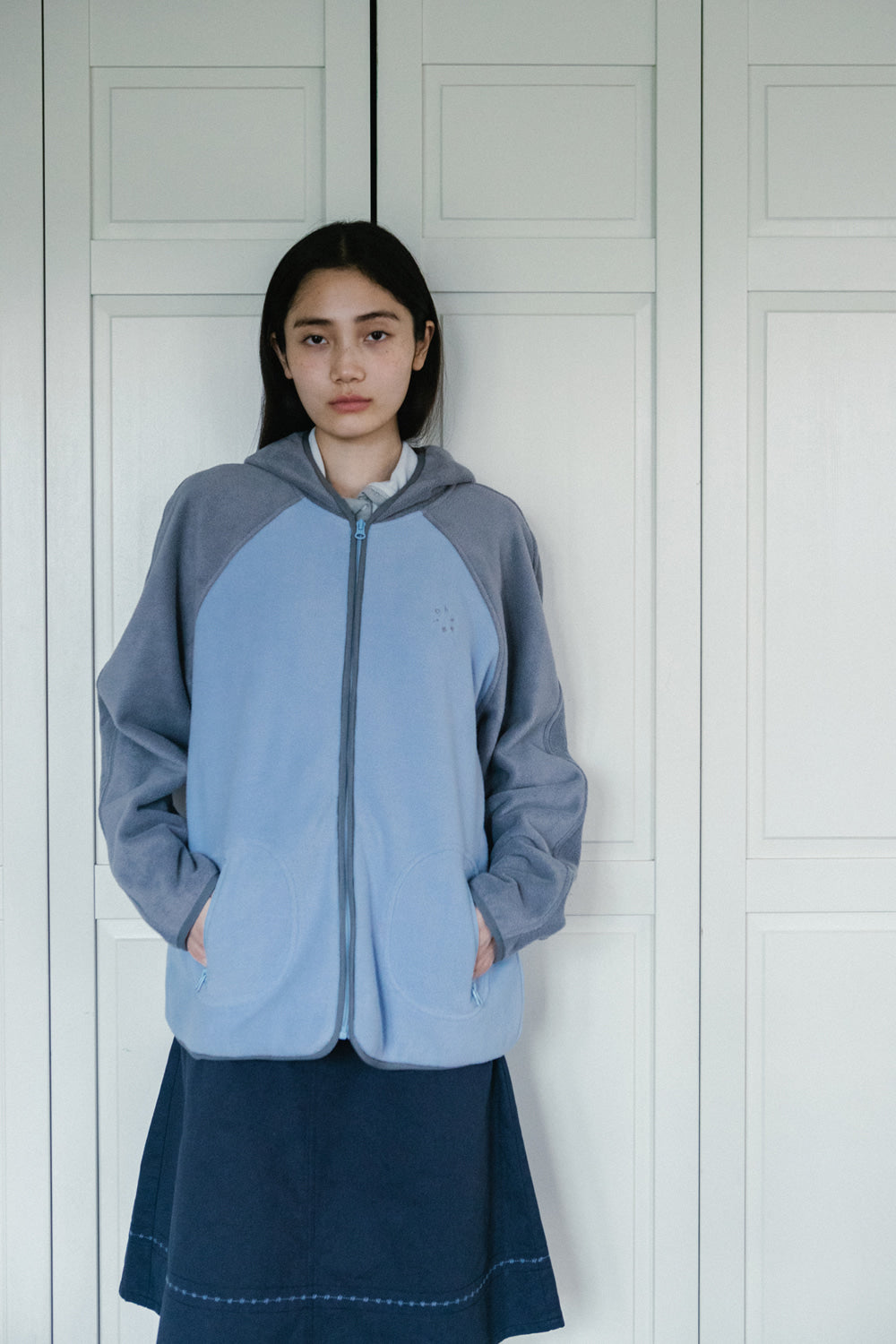 MINI LOGO FLEECE ZIP-UP, SKY BLUE