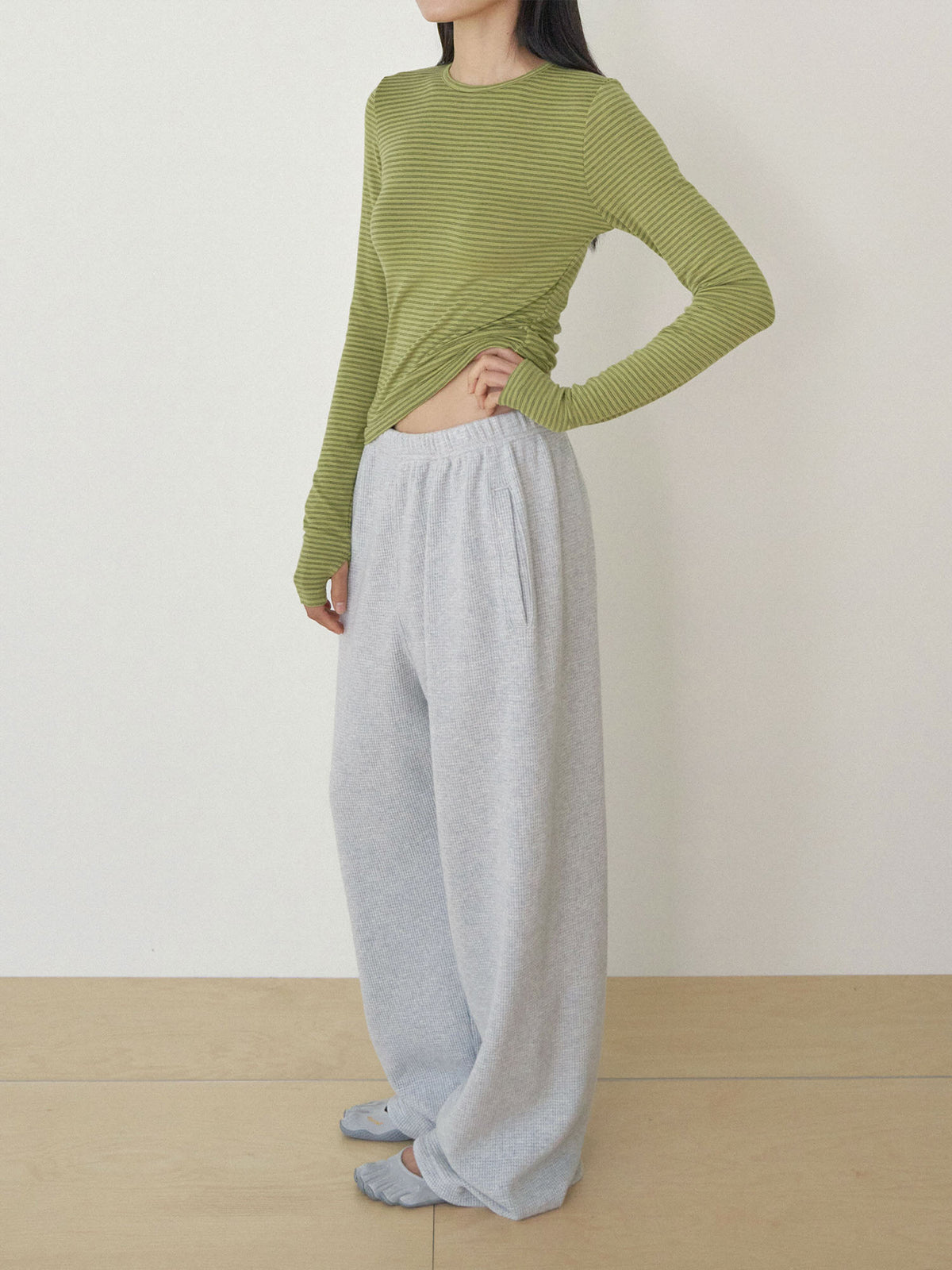 Rib Stripe Long Sleeve - Olive 4