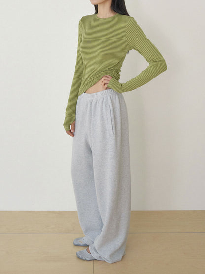 Rib Stripe Long Sleeve - Olive 4