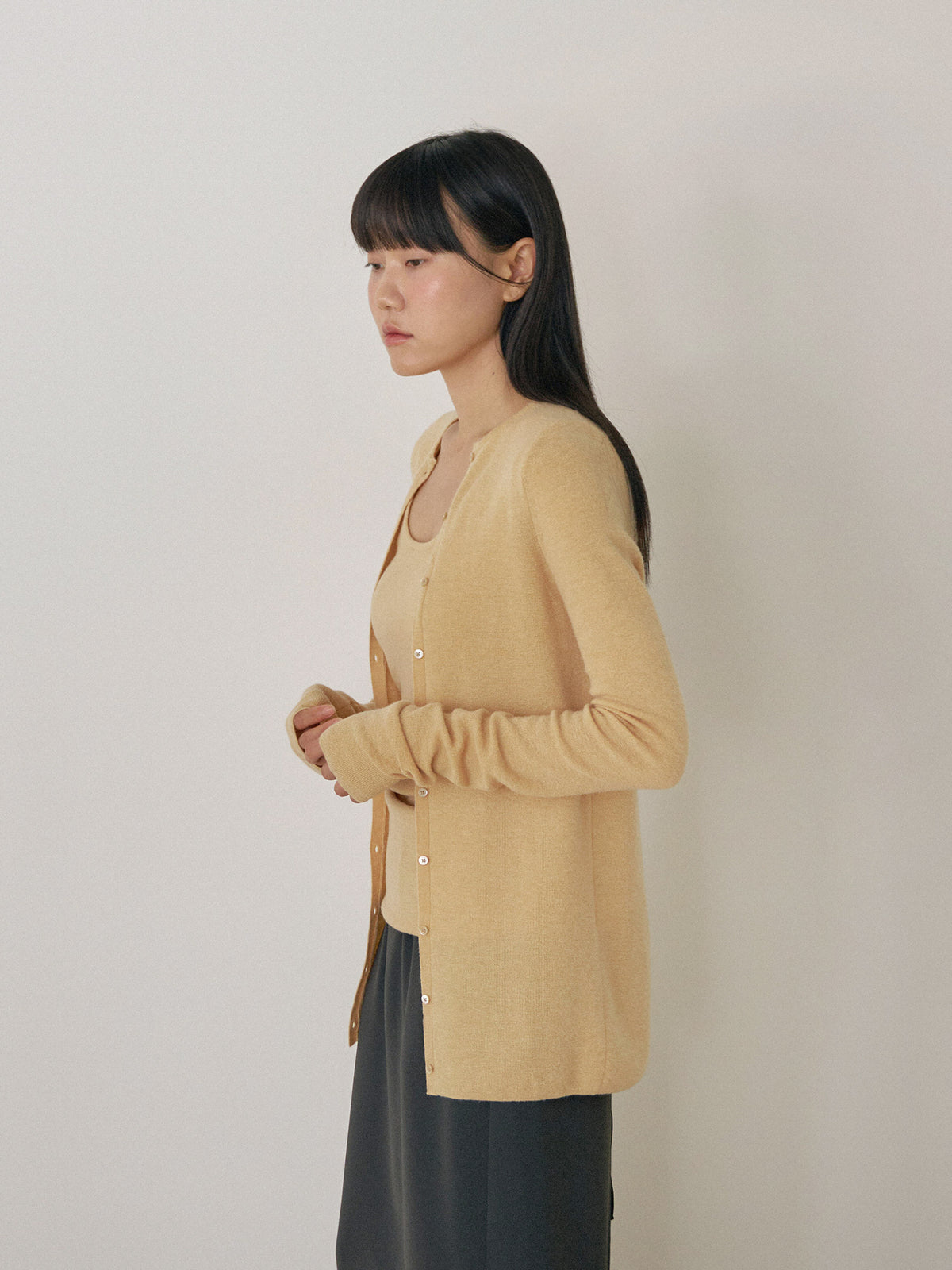 Alpaca Button Cardigan - Beige 4