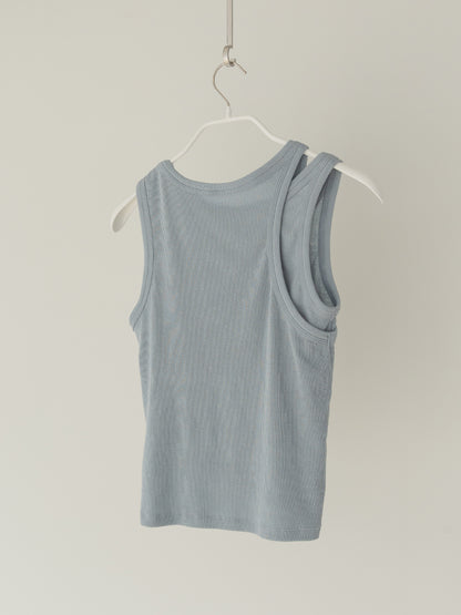 【MARAN】Mei Ribbed Sleeveles-BLUE