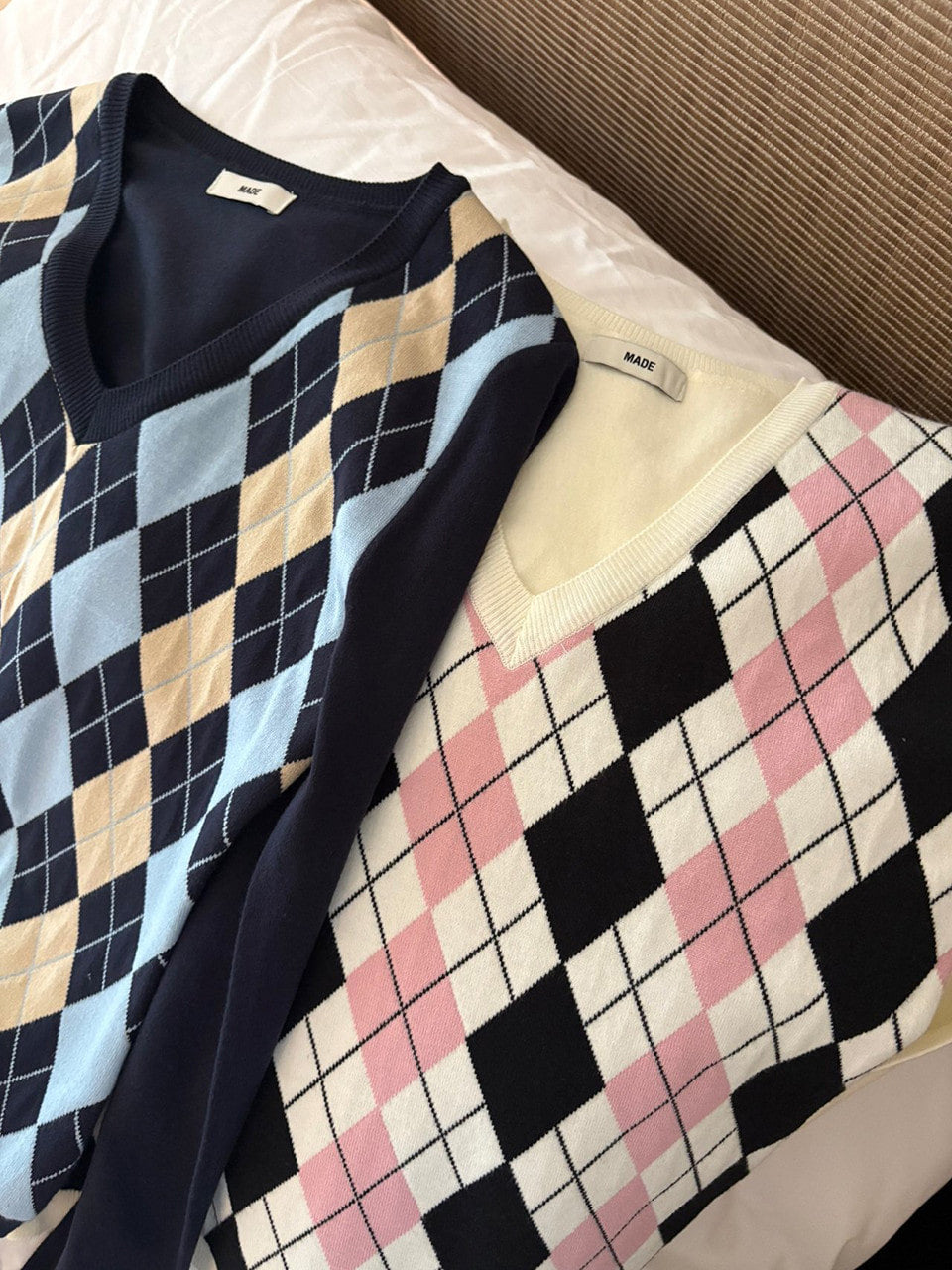【A MA:DE】Argyle Knit ( 2color )