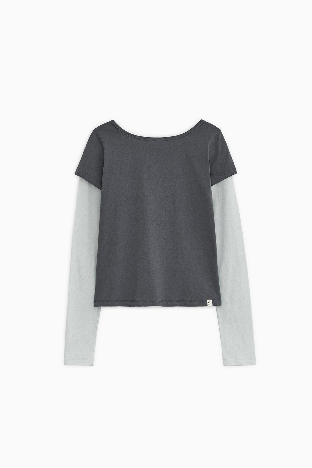 FLORAL LABEL LAYERED T-SHIRT, CHARCOAL
