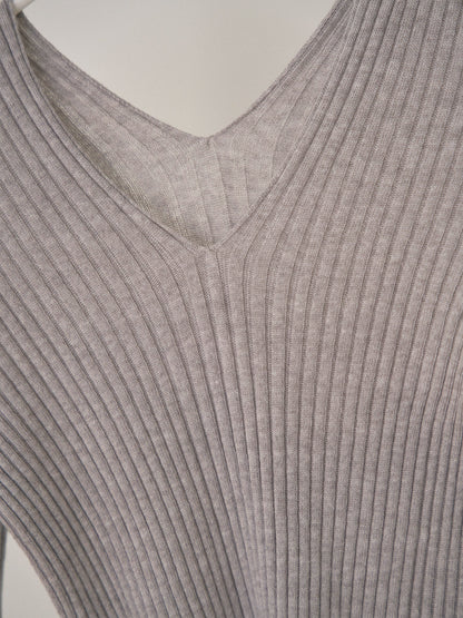 MARAN Double V-neck Rib Pullover - Gray 商品画像17/19