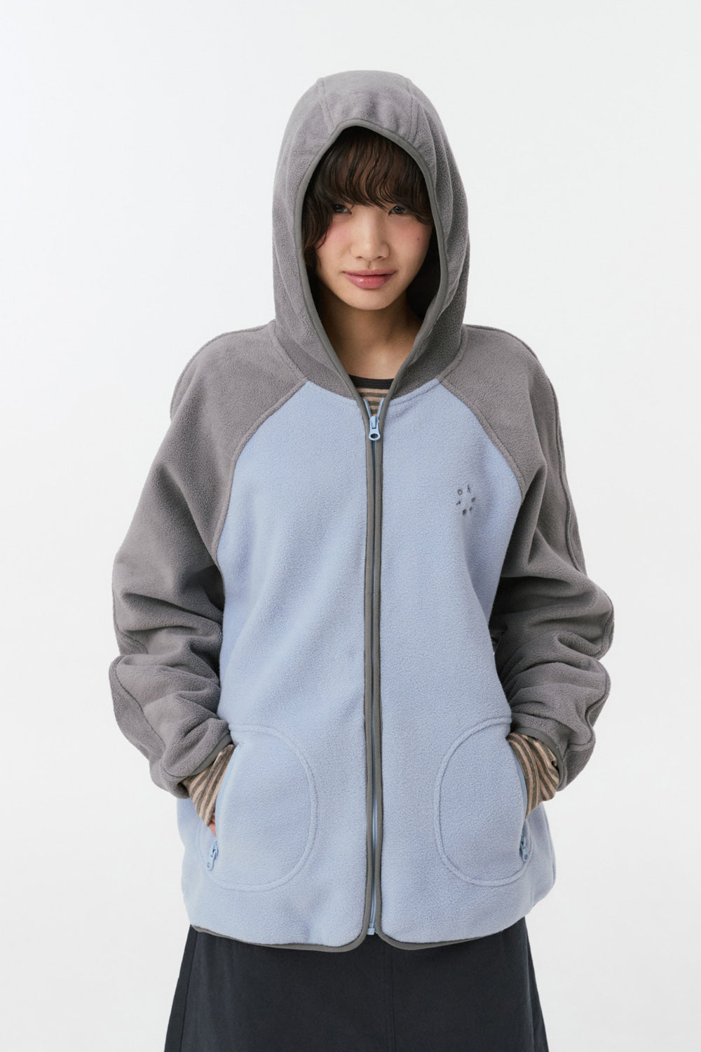 MINI LOGO FLEECE ZIP-UP, SKY BLUE