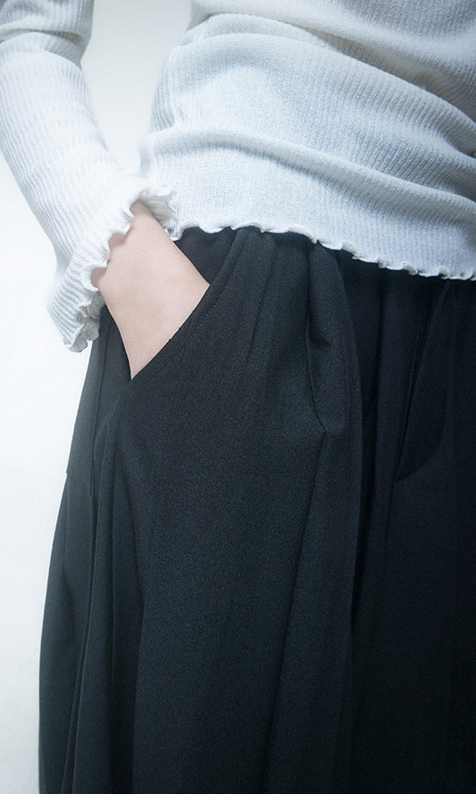 【Reculer レキュリー】Wide pleated pants Black