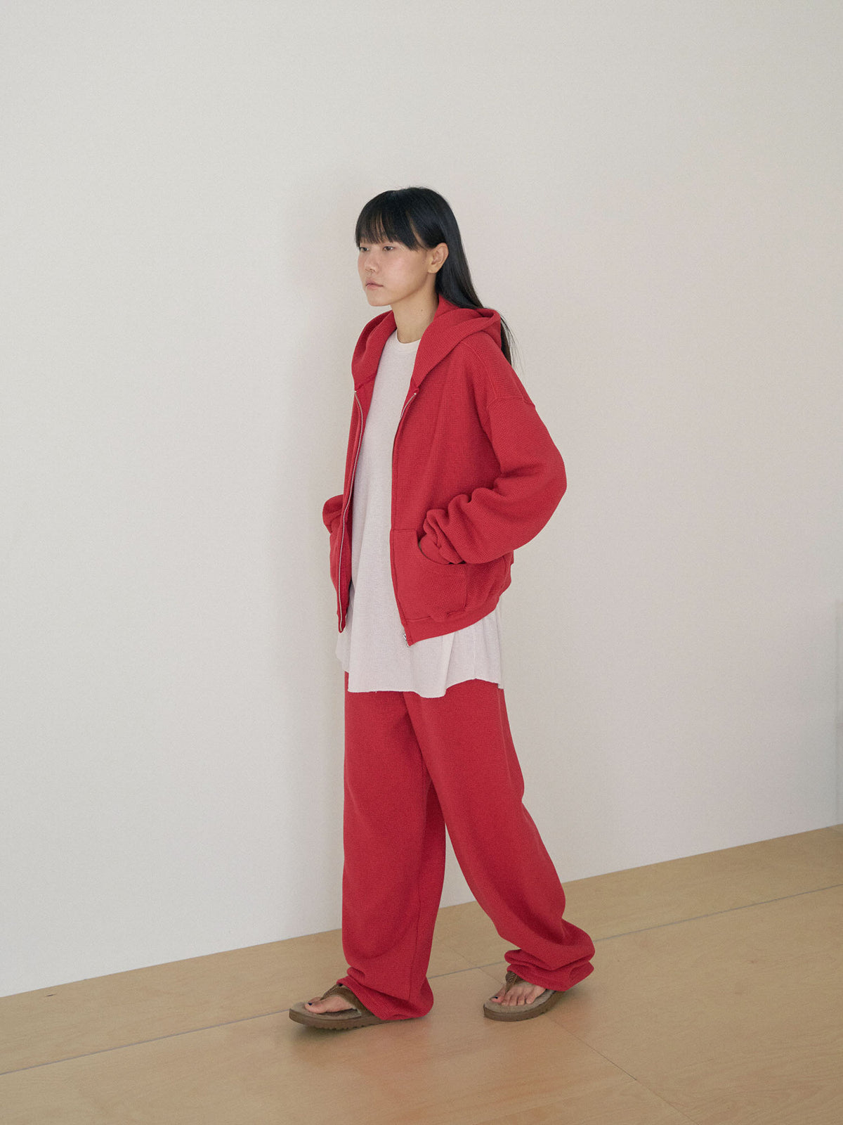 MARAN Current Waffle Hoodie Zip-up - Red 商品画像17/21