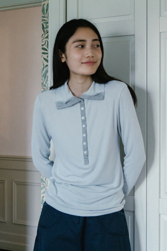 BUTTON SLIM LONG SLEEVE, LIGHT GRAY