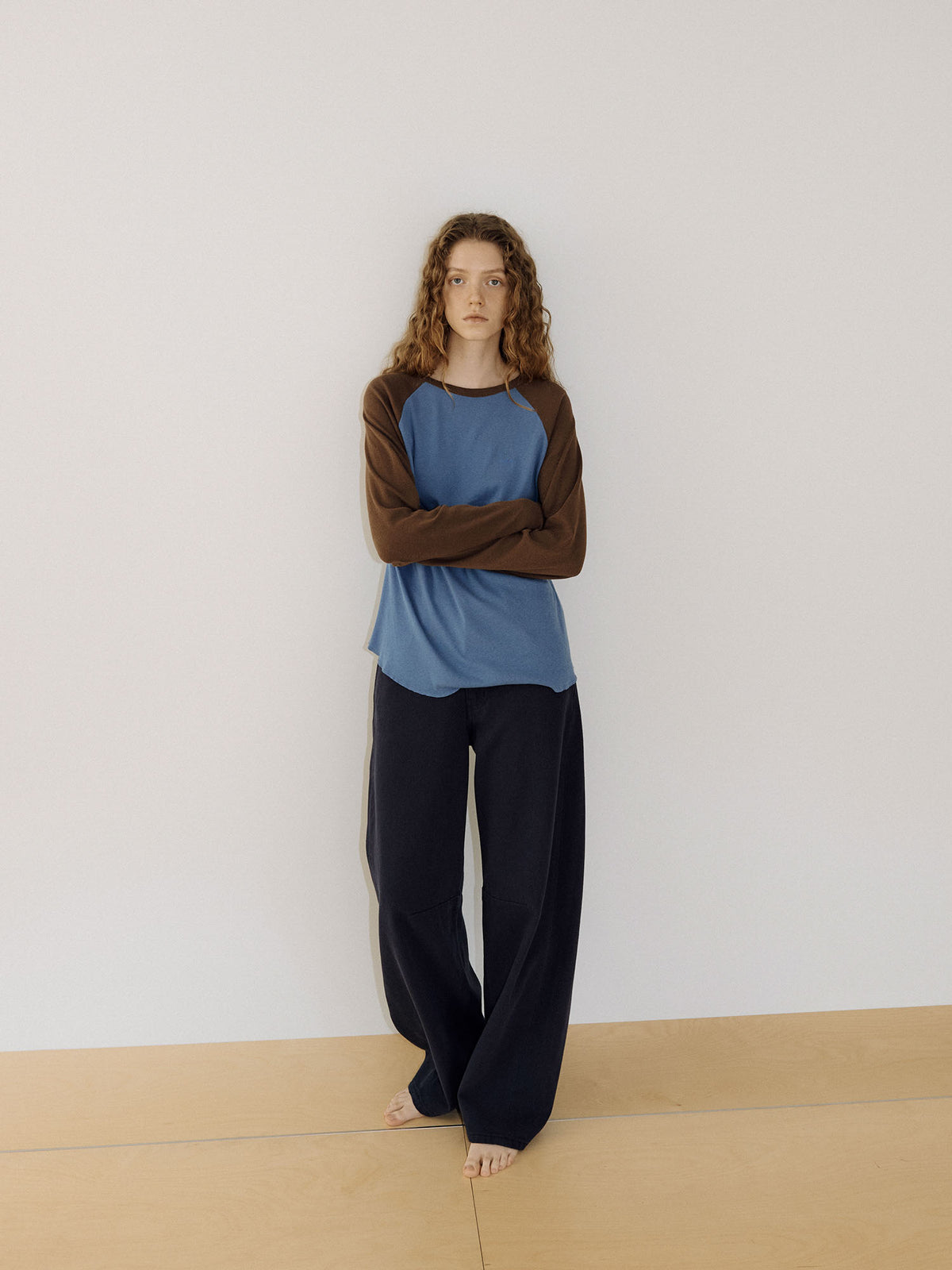 Cotton Twill Curved Pants - Navy 4