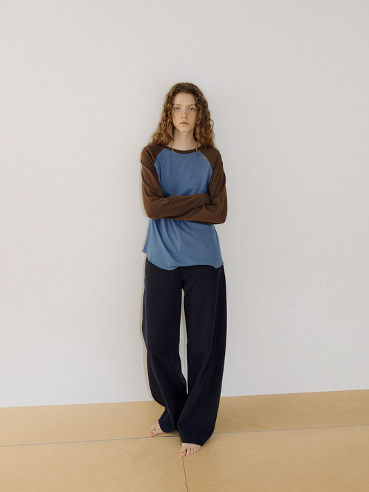 Cotton Twill Curved Pants - Navy 4