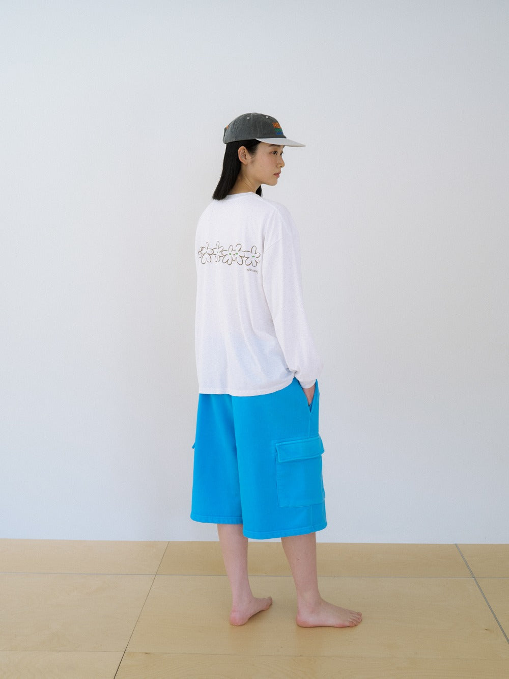 Flower Printing Long Sleeve - Light Gray