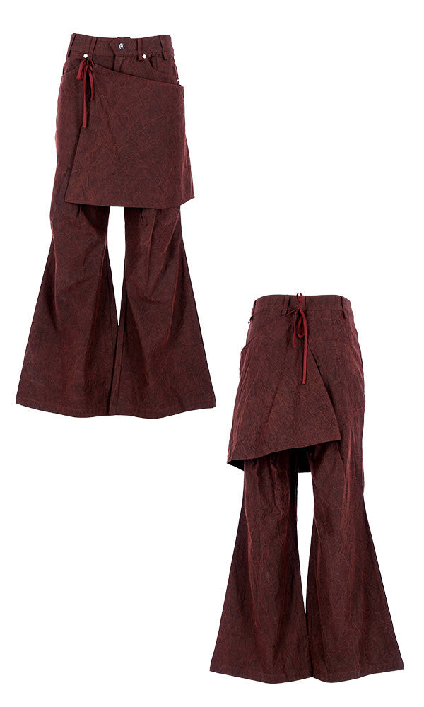 【Reculer レキュリー】Wrinkle Skirt pants Burgundy