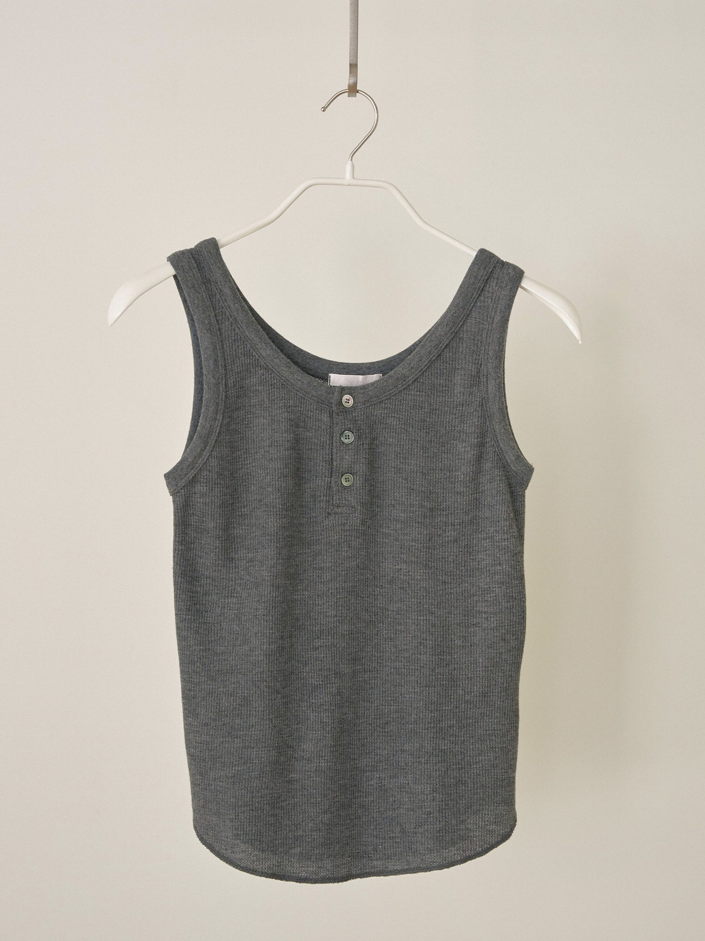 Waffle Button Sleeveless - Charcoal