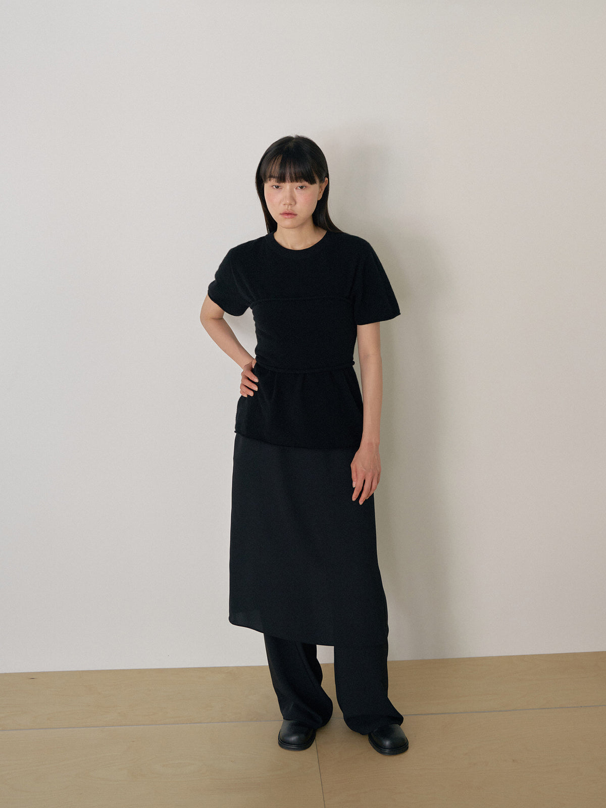 Cutoff Short Sleeve Pullover - Black 6