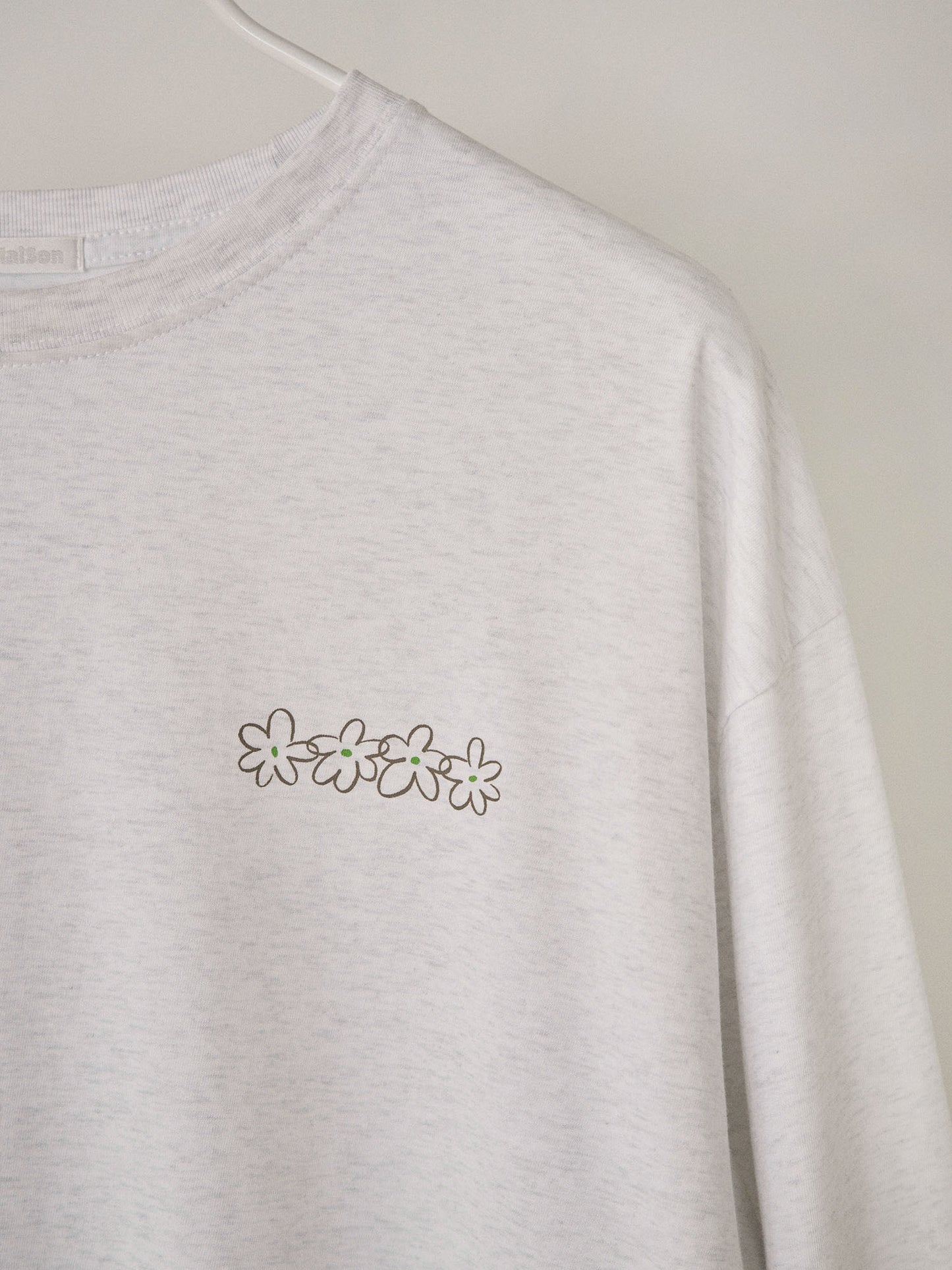 Flower Printing Long Sleeve - Light Gray