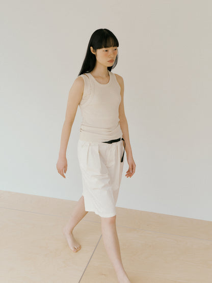 [MARAN] Mei Ribbed Sleeveless - BEIGE