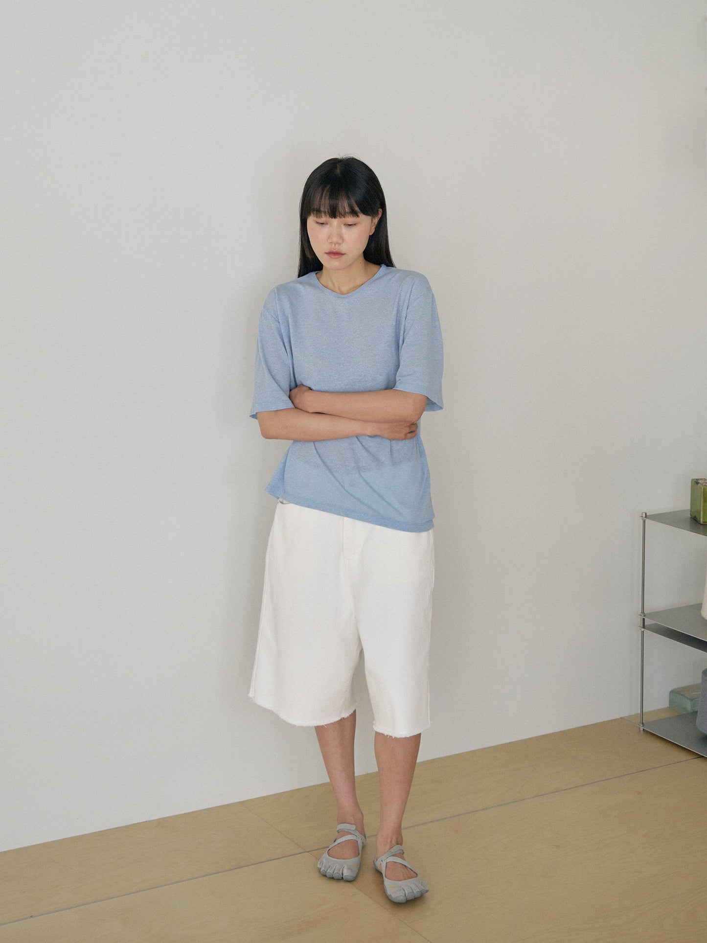 Linen Loose Short Sleeve - Blue