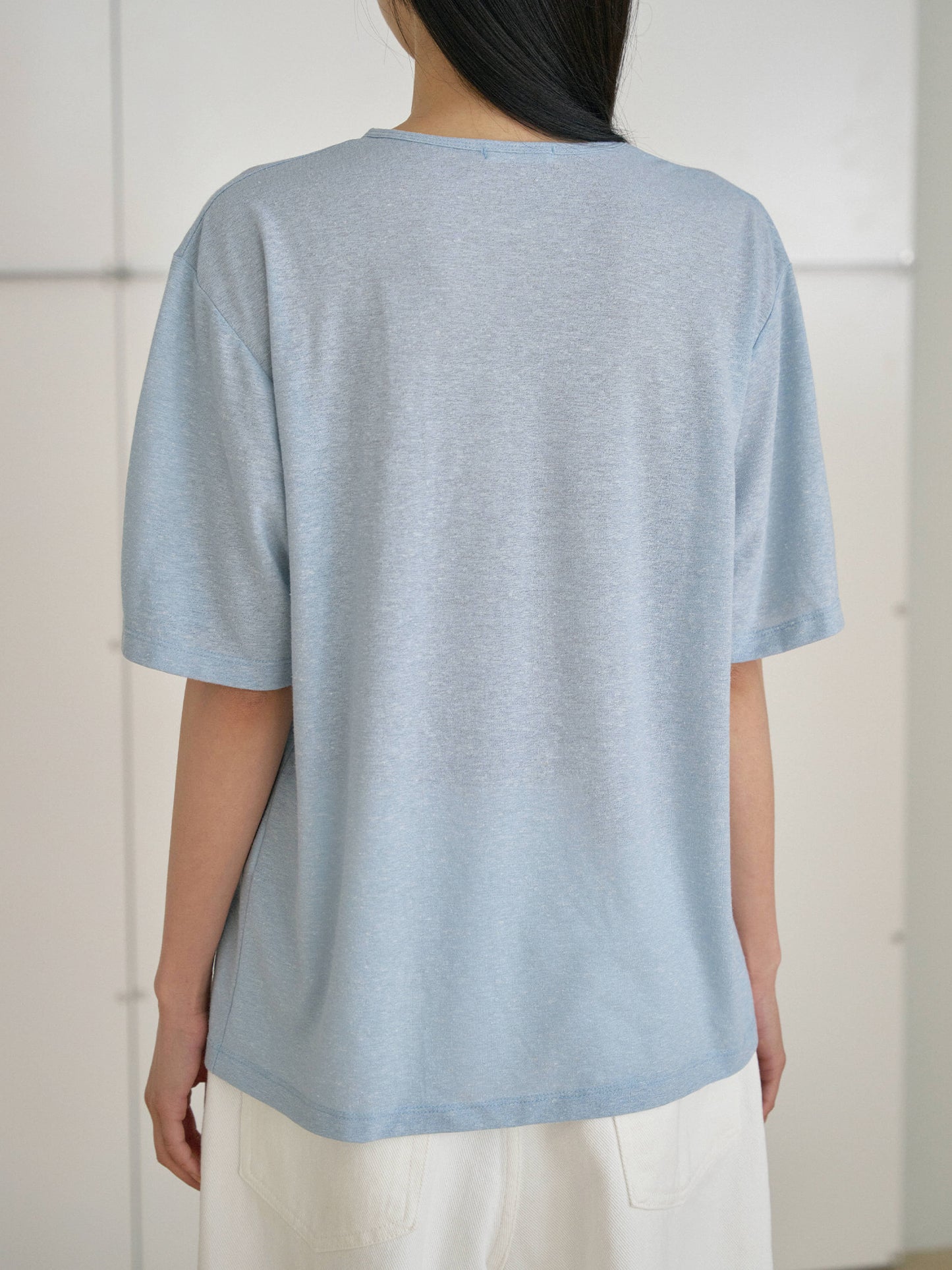 Linen Loose Short Sleeve - Blue