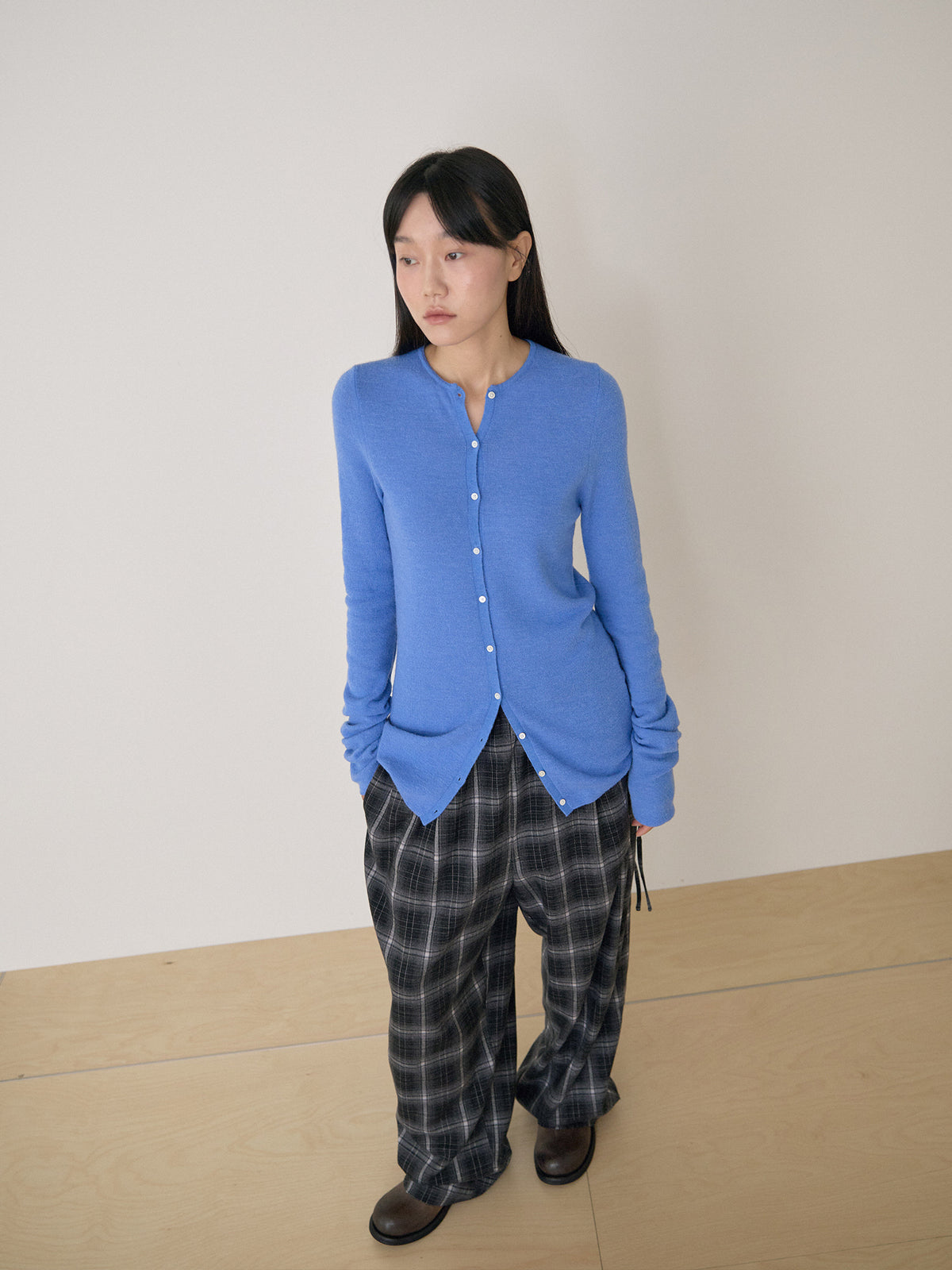 Alpaca Button Cardigan - Blue 6