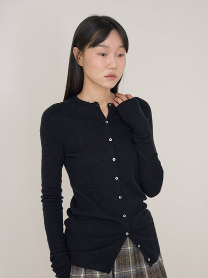 Alpaca Button Cardigan - Black 6