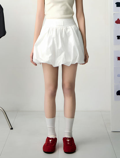 LOGO PATCH NYLON BALLOON SKIRT -WHITE