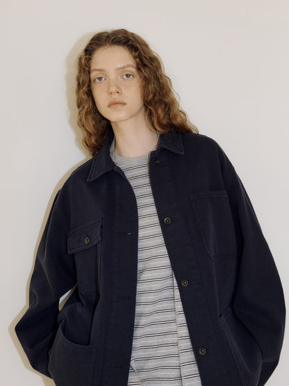 Cotton Twill Coverall Jacket - Navy 2