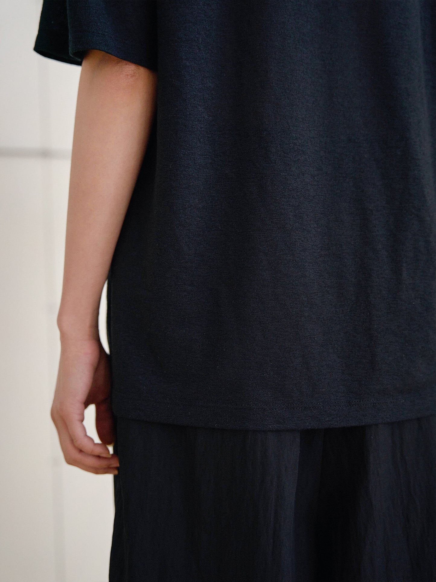 Linen Loose Short Sleeve - Black