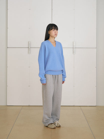 MARAN Wool V-neck Raglan Pullover - Blue 商品画像21/21
