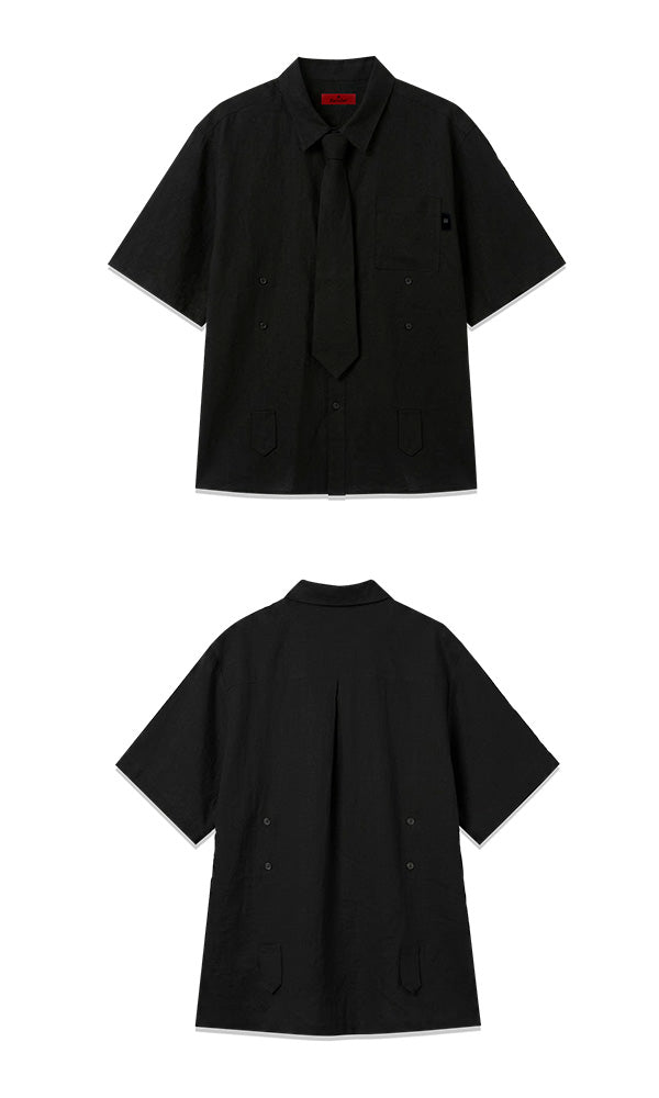 Bijo Point Short-Sleeved Shirts Black (Ver. Tie)